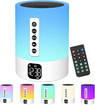 Biseoamz Night Light Bluetooth Speaker White Noise Alarm Clock Lamp