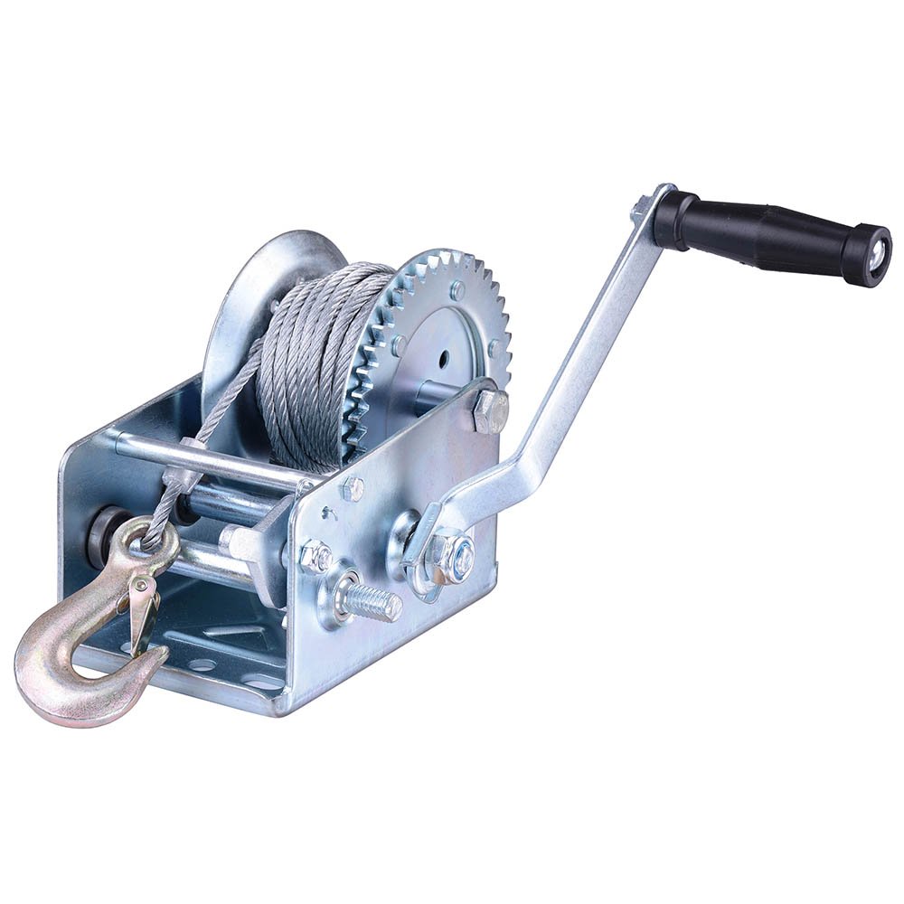 Manual Winch Boat Trailer Caravan Hand Power Puller 2500lb 32ft Cable