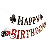 Hooqict Casino Theme Party Decorations Happy Birthday Banner Casino Party Banner Garland for Las Vegas Poker Night Birthday Party Decorations Supplies