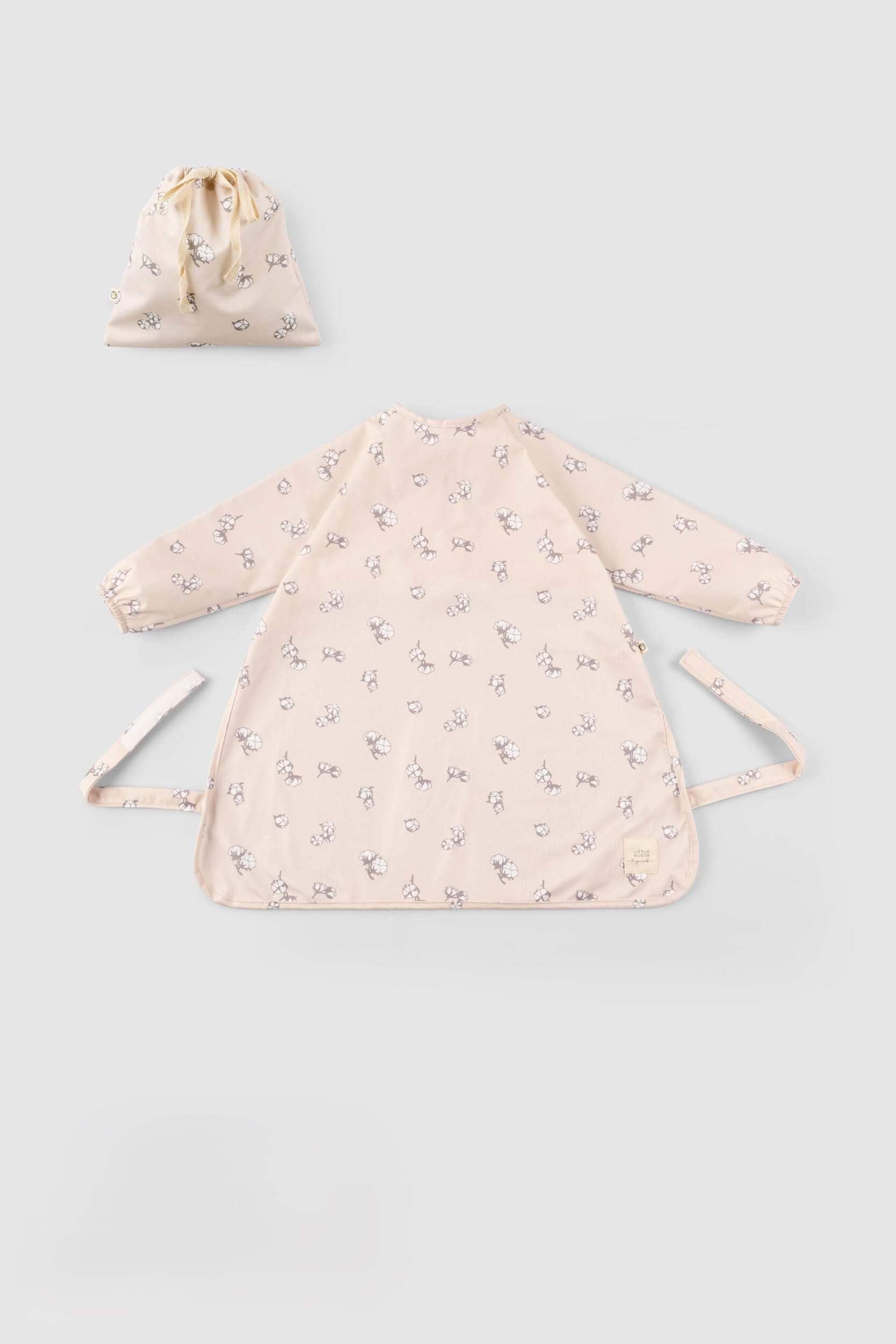 LITTLE GUSTO Waterproof Weaning Bib with Sleeves, Long Sleeve Coverall Bibs, Adjustable (Cotton)