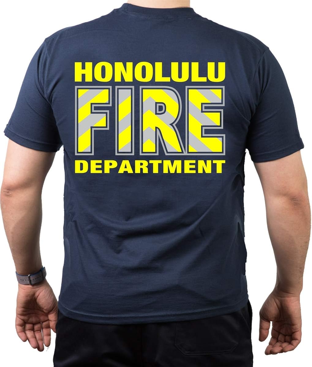 TShirt Navy, Honolulu Fire Dept. (Hawaii) (SilberNeongelb) Amazon