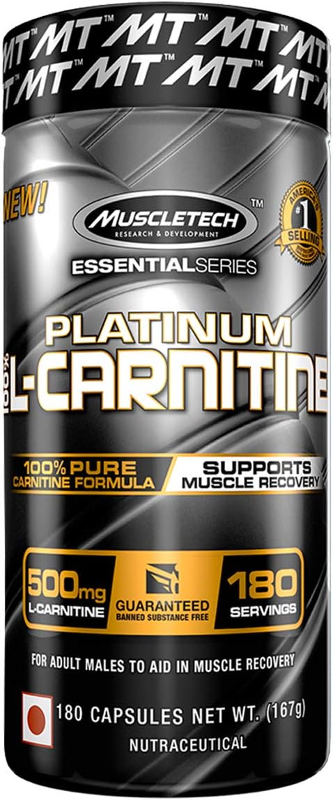 MuscleTech L-Carnitine Supplement, 500mg Acetly-L-Carnitine, Post Workout & Muscle Recovery, 180 Servings (Packaging may vary): Health & Personal Care