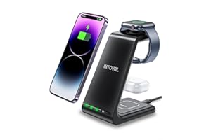 Intoval Wireless Charging Station, 3 in 1 Charger for Apple iPhone/iWatch/Airpods,iPhone16 15,14,13,12,11 (Pro,Pro Max)/XS/XR/XS,iWatch10 9/8/Ultra2/1/7/6/SE/5/4/3/2,Airpods Pro2/Pro1/3 (A3,Black)