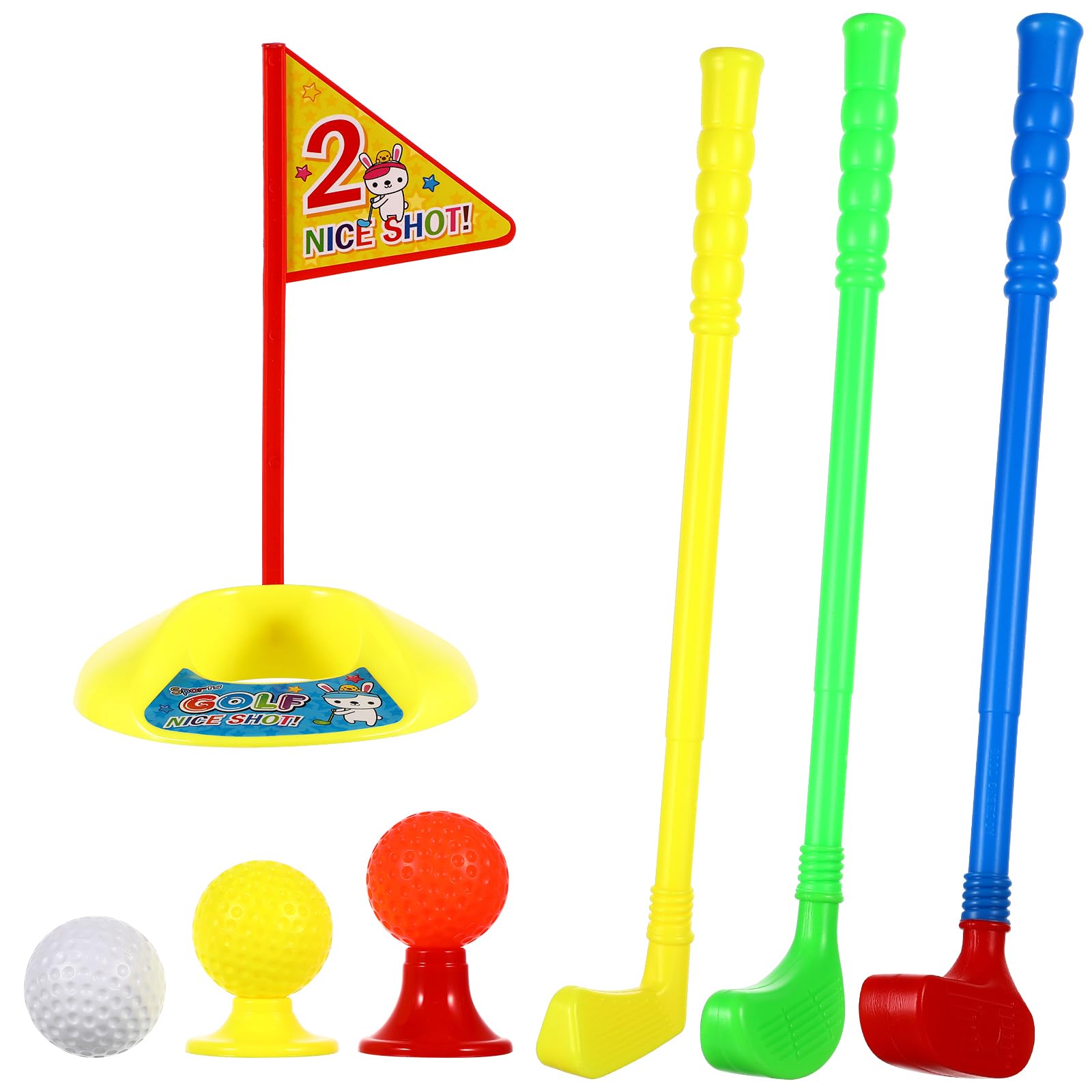 Homoyoyo Toddler Golf Set: Plastic Golf Clubs Set Colorful Kids Golf Clubs - Outdoor Indoor Sports Toys Clubs for Garden Beach Party (Random Color Pattern