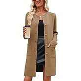 CiCiBird Women’s Fall Long Cardigan Sweater Crewneck Button Down Coat 2025 Coatigan Outerwear with Pocket