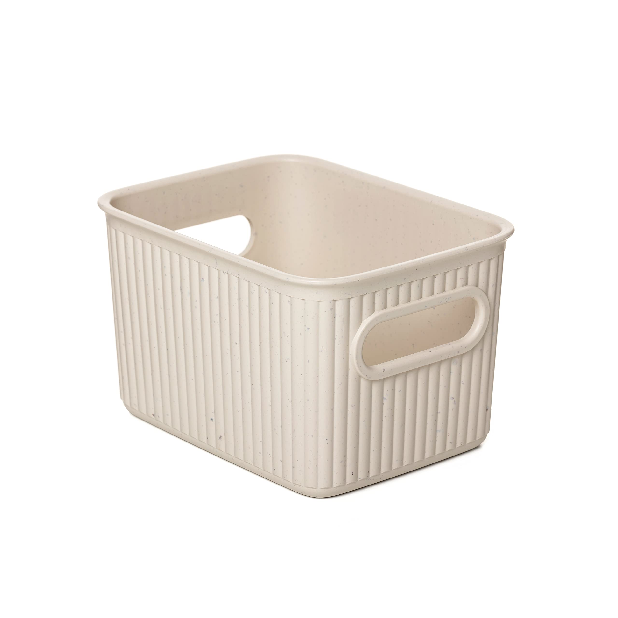 TATAY Plastic Storage Basket 1.5 L Baobab | Organizer Box | Integrated Handles | Compact and Versatile Design | 100% Recycled BPA-Free Plastic | 12.5x16.4x10 cm, Ecohome