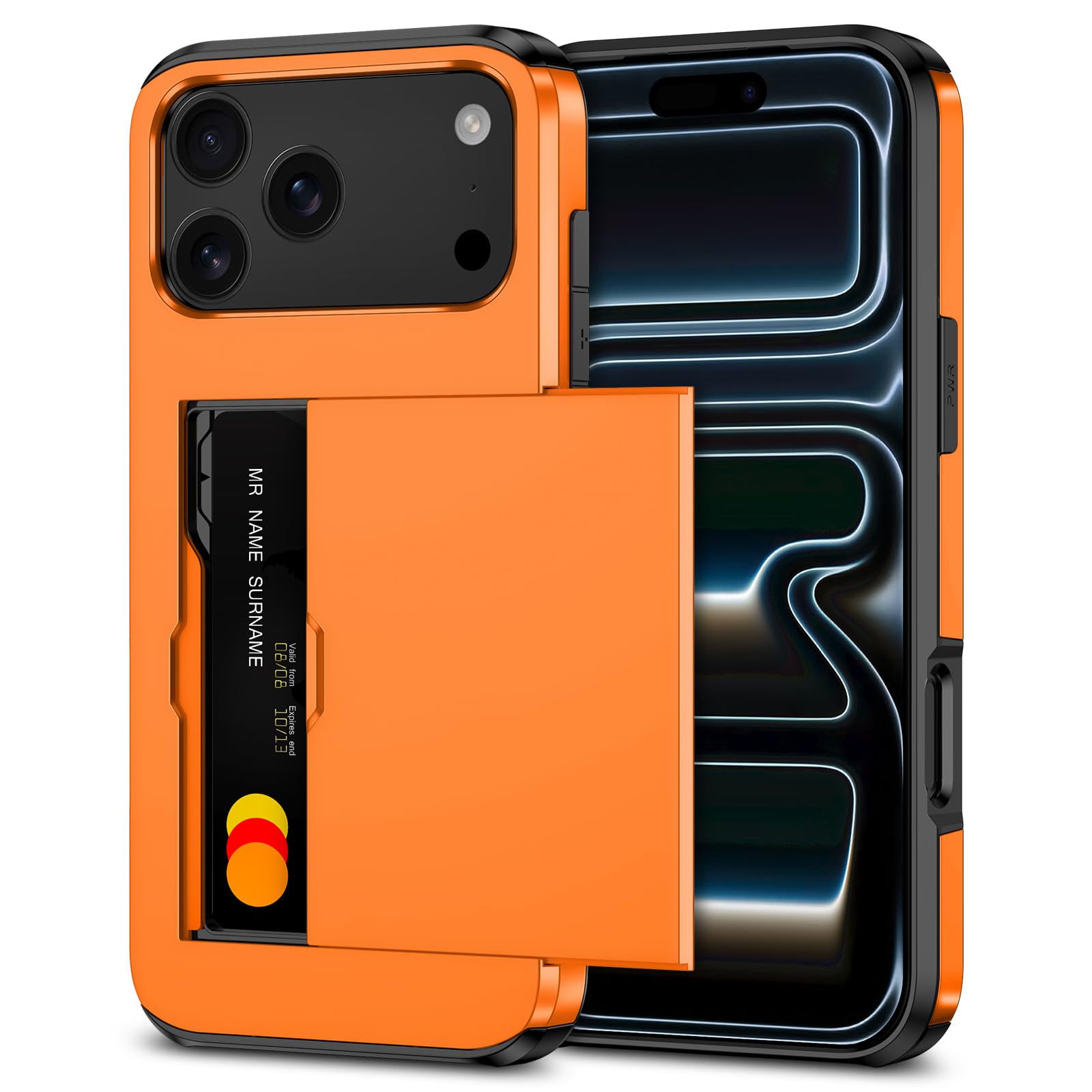 SAMONPOW for iPhone 17 Pro Max Phone Case with Card Holder iPhone 17 Pro Max Wallet Case 6.9 inch Heavy Duty Protective Shockproof Dual Layer Hidden Card Slot Slim Cover for Women Men,Yellow