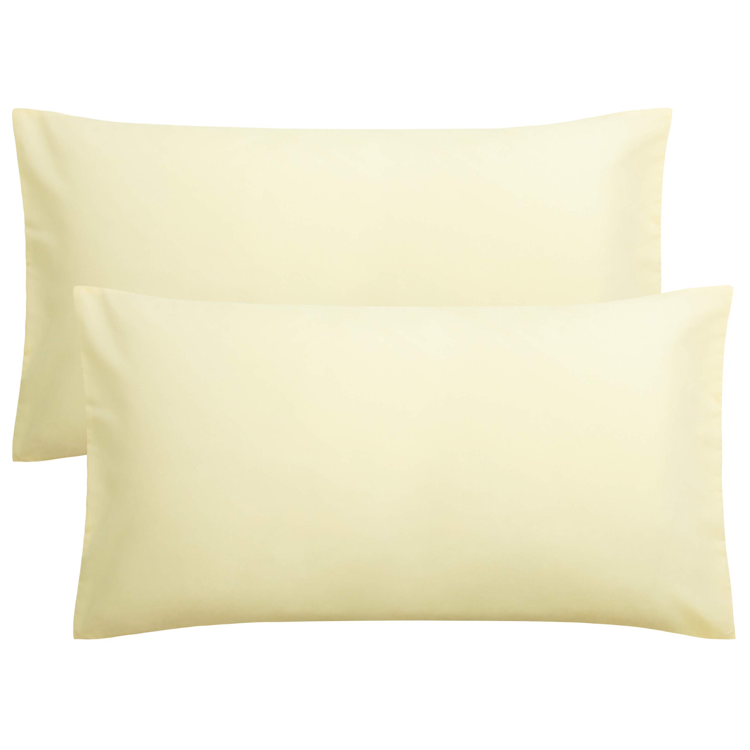 FLXXIE 2 Pack 100% Brushed 1800 Microfiber Plain King Pillowcases, Wrinkle and Stain Resistant, Soft and Cozy Envelope Closure Bed Pillow Cases, Ivory, 50x90 cm