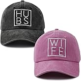 2 PCS Hubby and Wifey Hats for Men Women, Funny Adjustable 3D Embroidered Cotton Couple Baseball Cap