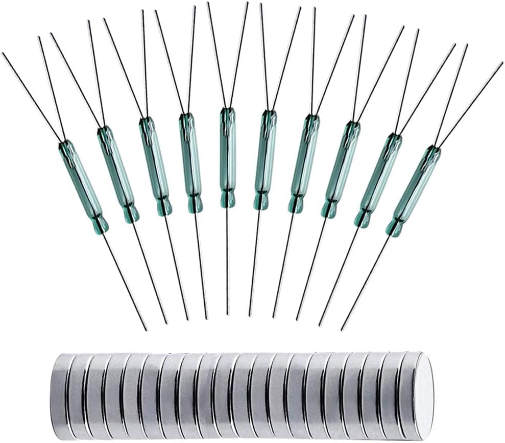 Gebildet 10pcs 3 Pin Glass Reed Switch Reed Contact Normally Open N/O N/C SPDT,Glass Reed Relay Magnetic Induction Switch(2.5mm*14mm)+10pcs Magnet Piece