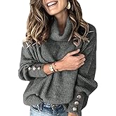 Sovelen Women's Oversized Turtleneck Chunky Pullover Sweaters Cowl Neck Long Sleeve Winter Slouchy Loose Knit Sweaters
