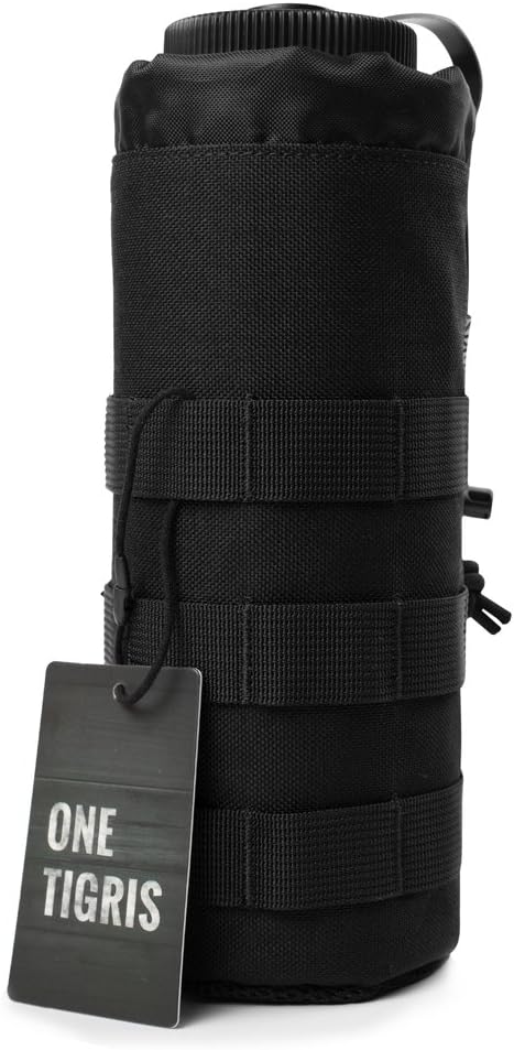 OneTigris Bottle Pouch with Drawstring, Black, 9.4 inch(Height) x 3.7 inch (Diameter)