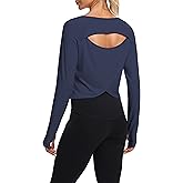 Bestisun Long Sleeve Workout Running Shirts Athletic Yoga Gym Crop Tops for Women