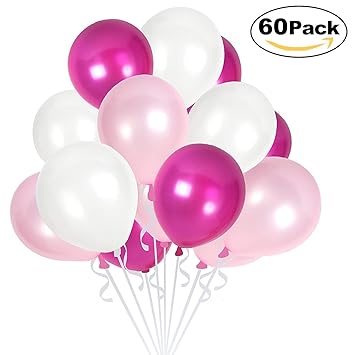 Dealkits 60 Stück Luftballons Rosa Weiß, Perle Latex 30cm 3,2g Heliumballons für Helium Geeignet für Hochzeit und Party Dekor