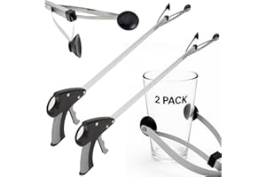Vive Suction Cup Grabber Reacher 32" (2 Pack) - Elderly Grab It Reaching Pickup Tool Heavy Duty for Seniors - Trash, Sticks, Litter Picker Upper - Extra Long Reach Handle & Handy Extension Arm Claw