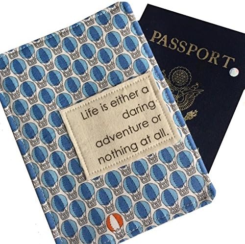 Passport Cover, Passport Wallet with Quote "Life is either a daring adventure or nothing at all."