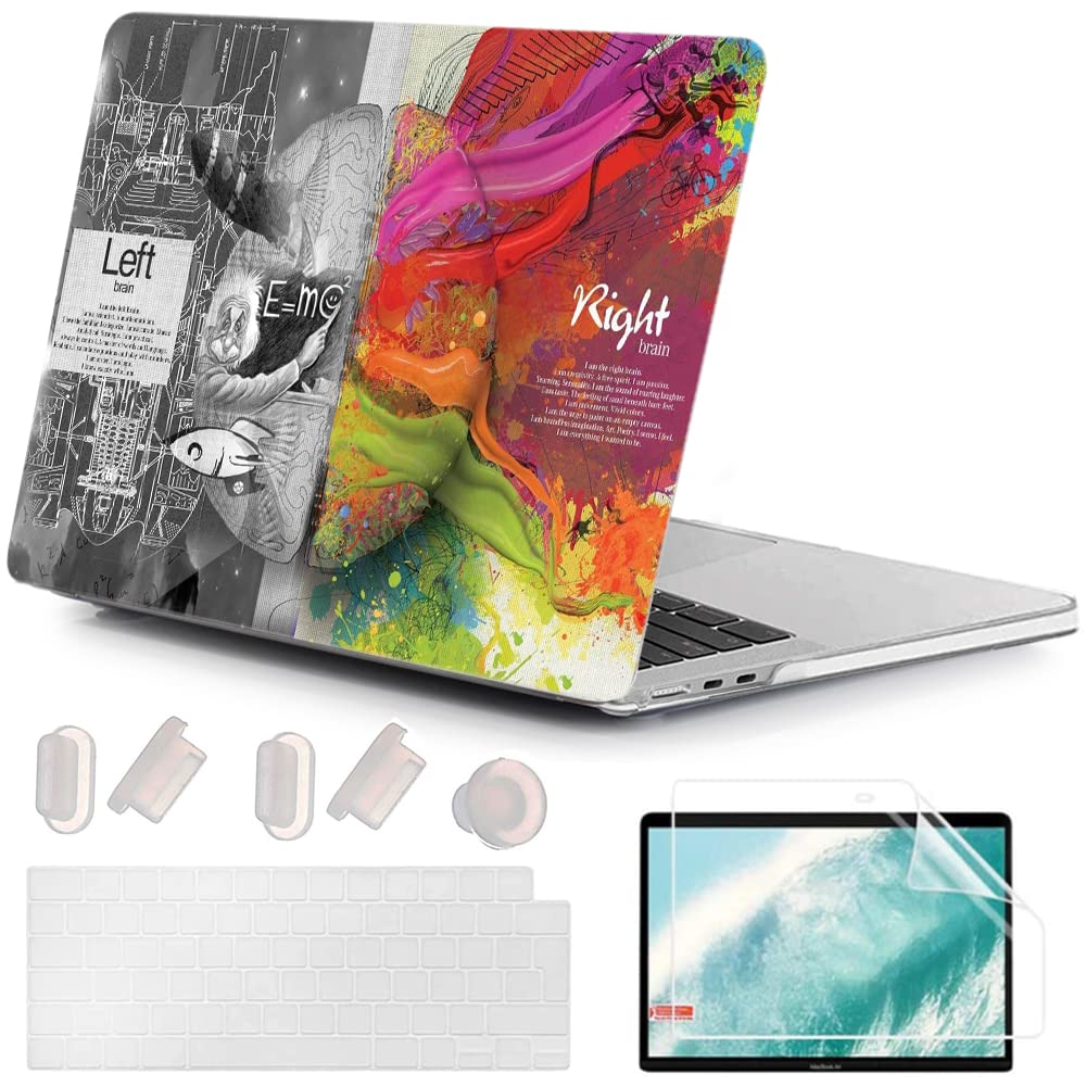 MUSHUI for MacBook Air 13.6 inch Case 2025 2024 2023 2022 M4 M3 M2, Ultra-Thin UV-Printed Hard Shell Cover for MacBook Air 13.6" A3240 A3113 A2681, Keyboard Cover & Screen Protector, Creative Brain 1