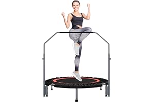ALTLER 40"/48" Foldable Mini Fitness Rebounder with Adjustable Foam Handle, Max Load 330/440 lbs, Indoor Cardio Exercise Rebounder for Adults