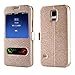MokingtopWindow Pu Leather Flip Case Cover Skin for Samsung Galaxy S5 G900 I9600 (Gold)