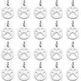 PATIKIL Dog Paw Print Charms 3mm, 20 Pcs Round Cat Dog Paw Pendant Cute Hollow Pet Animal Footprint Pendants Keychain Charm for DIY Jewelry Making Necklace Bracelet, Silver