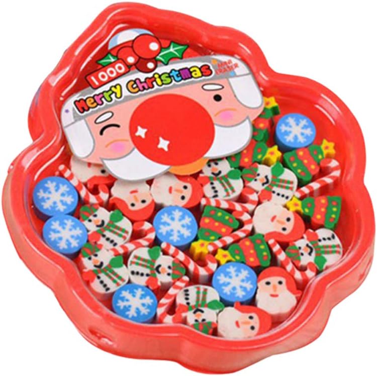 STOBOK 1 Set Christmas Pencil Erasers Cute Cartoon Holiday Erasers Kids Xmas Holiday