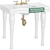 Renovators Supply Belle Epoque Console Sink - Vintage Bathroom Sink with 4 Birch Legs - Lavatory for Home and Commercial Use 