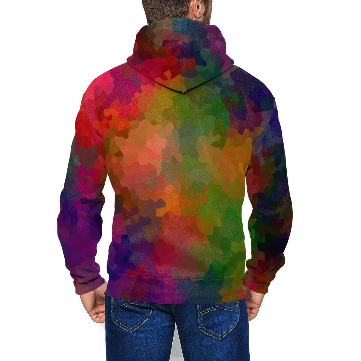men abstract geo print hooded sweatshirt