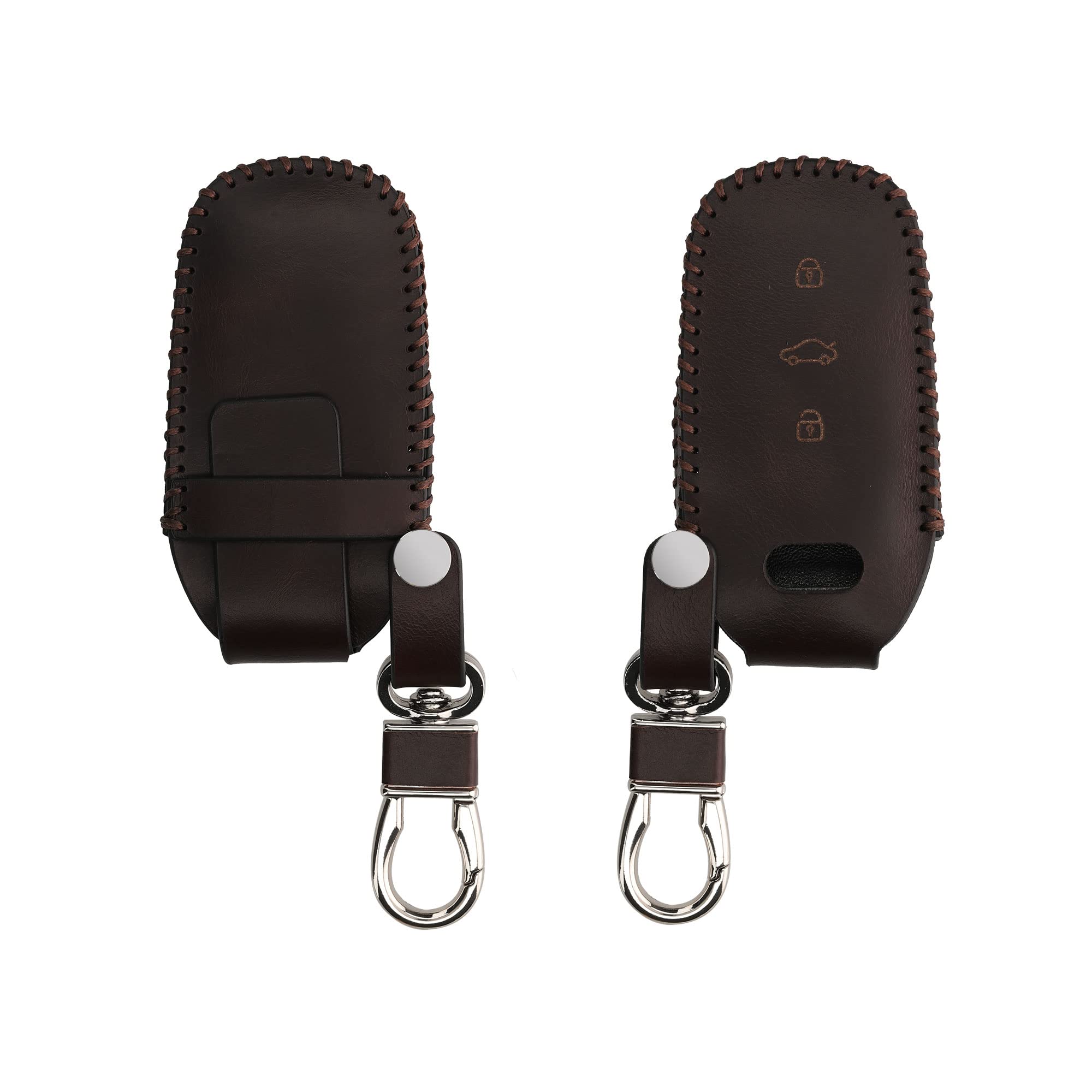 kwmobile Leather Key Cover Compatible with Audi 3 Button Car Key Keyless Go Key Cover - Fob Keychain Case - Brown