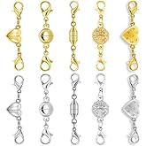 Magnetic Jewelry Clasps, Magnetic Necklace Clasps and Closures Easy-to-Use for Jewelry Closures, 10 Pack Necklace Bracelet Connectors(10pcs C)