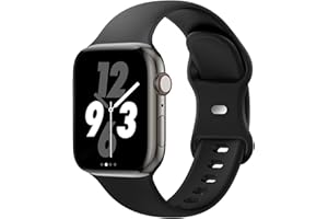 ACRBIUTU Sport Band Compatible with Apple Watch 38mm 40mm 41mm 42mm 44mm 45mm 46mm 49mm, Replacement Soft Silicone Strap Wristbands for iWatch Series 10/9/8/7/6/5/4/3/2/1 Ultra SE Women Men, Black