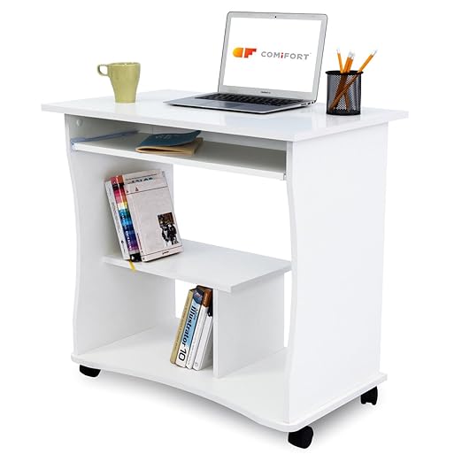 COMIFORT Schreibtisch, PC Tisch, 80 x 50 x 75 cm weiß