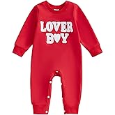 Fsadfeas Valentines Baby Boy Outfit Newborn Boy Little Love Heart Romper Long Sleeve Jumpsuit One Piece Infant Spring Clothes