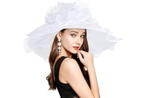 YIDINGCO 2025 Kentucky Derby Hat for Women Ladies, Organza Veil Feather Fascinator for Tea Party Church UV Protection Sun Hat