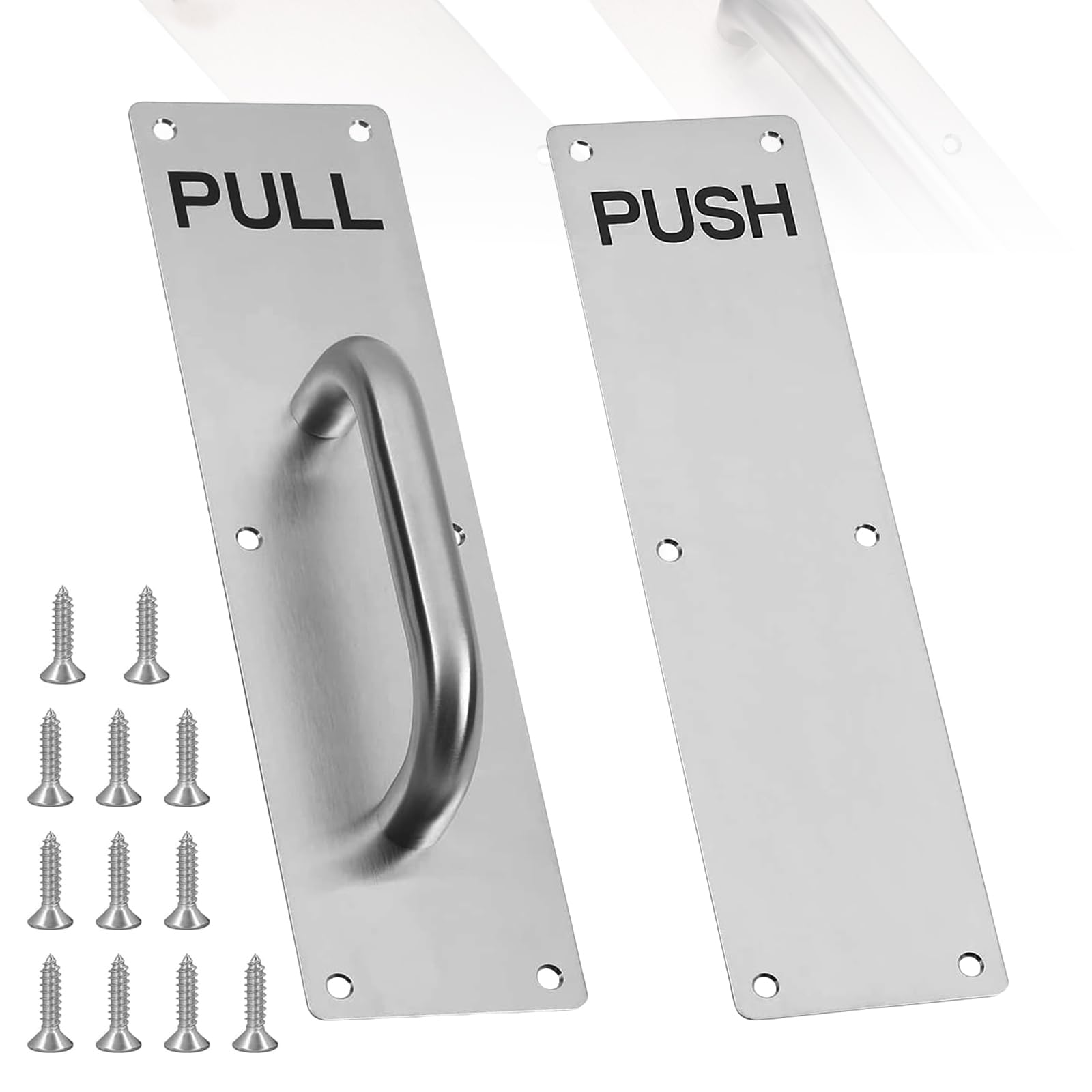 GIONAR Sliding Door Handle, Pull Door Handle Stainless Steel, Door Handle Bar with Push and Pull Function, with Screws, Silver Handles for Heavy Duty Doors(300 x 80 mm)