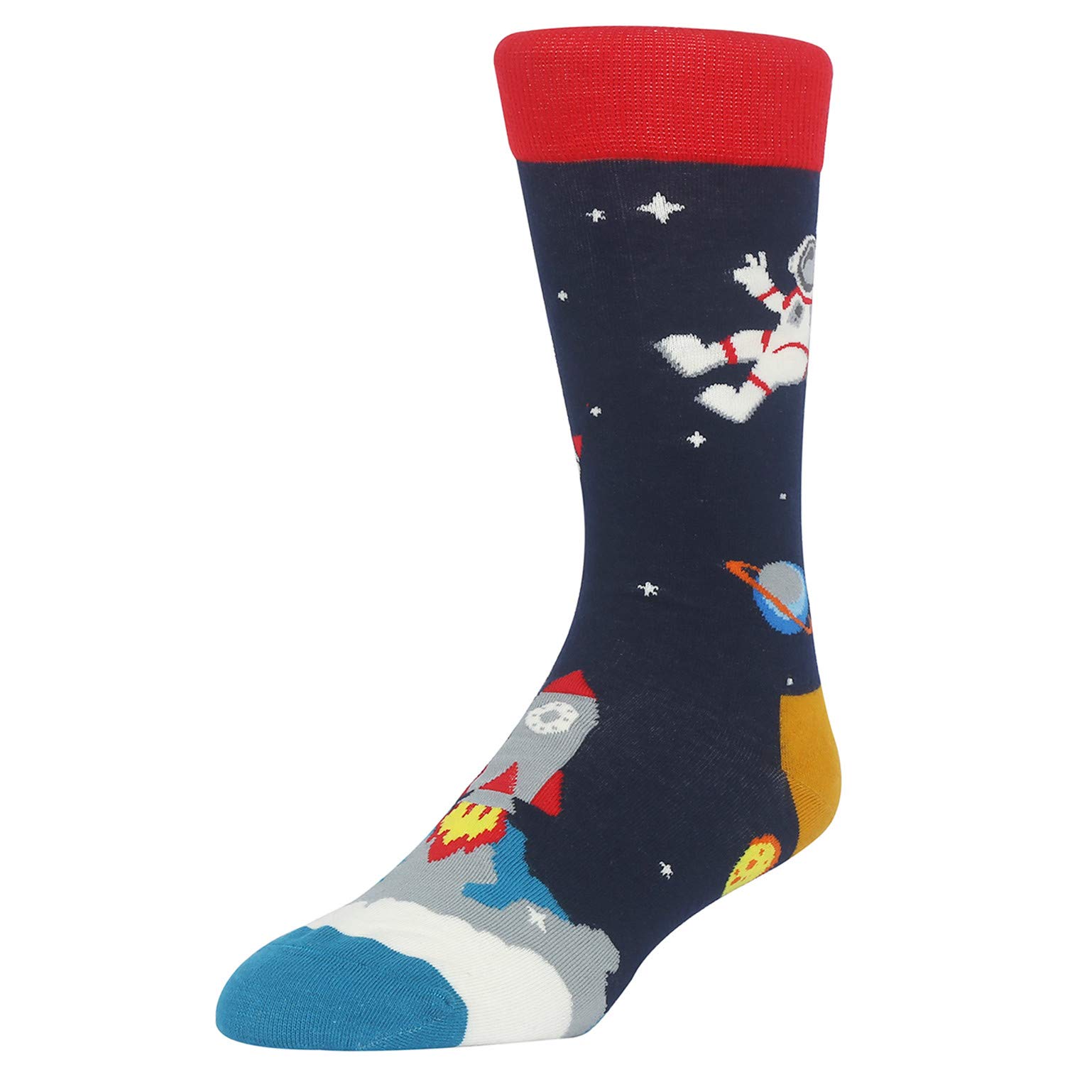 Mens Space Novelty Crew Socks Funny Crazy Socks Alien Astronaut Planet Pizza Casual Socks