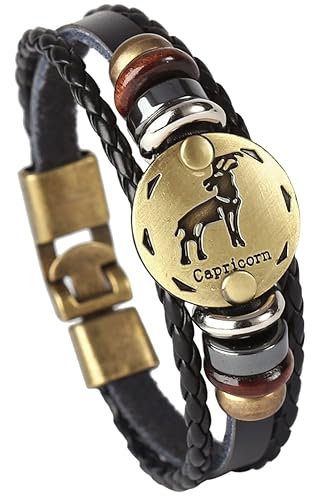 Hamoery Punk Alloy Leather Bracelet For Constellation Braided Rope
