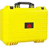 Jack Boss 18X13.6X6.8 Inch Hard Case, Portable Weather Waterproof Protective Camera Case with Customizable Foam, Fit Use of Drones, Camera, Equipments Yellow