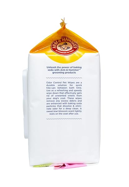 ARM & HAMMER FOR PETS ODOR CONTROL DOG WIPES, DEODORIZING WIPES WITH BAKING SODA FOR DOGS BETWEEN BATHS, GENTLE CLEANING PET GROOMING WIPES FOR EVERYDAY FRESHNESS, KIWI BLOSSOM SCENT, 100 COUNT