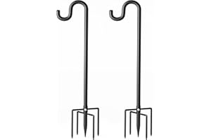 SURPRIZO 76" Shepherds Hooks for Outdoor, Extra Thick Bird Feeder Pole with 5 Prong Base, Adjustable Shepards Hook for Garden, Weddings, Hanging Plant