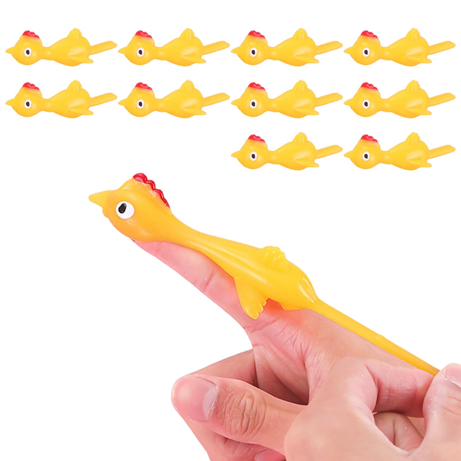 HYMC 10pcs fun stretch and catapult chicks, children's decompression flick a chicken, rubber chicken suitable for gifts, birthday gifts for boys and girls