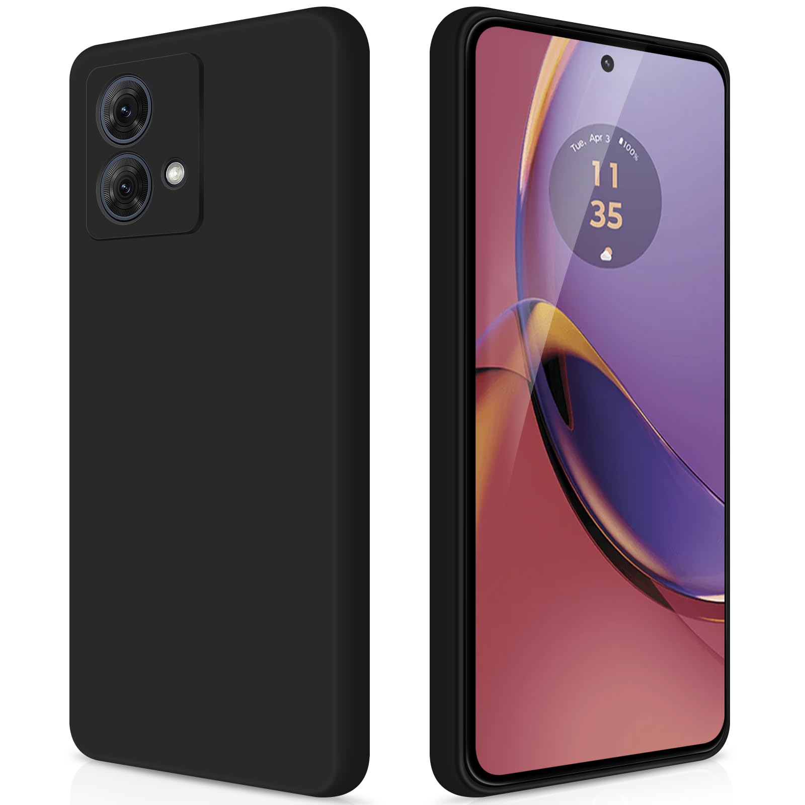 GiiYoon Case Compatible with Motorola Moto G84, Silky-Soft Touch Full-Body Protective Phone Silicone Case, Shockproof Cover with Microfiber Lining, Black โ image 1