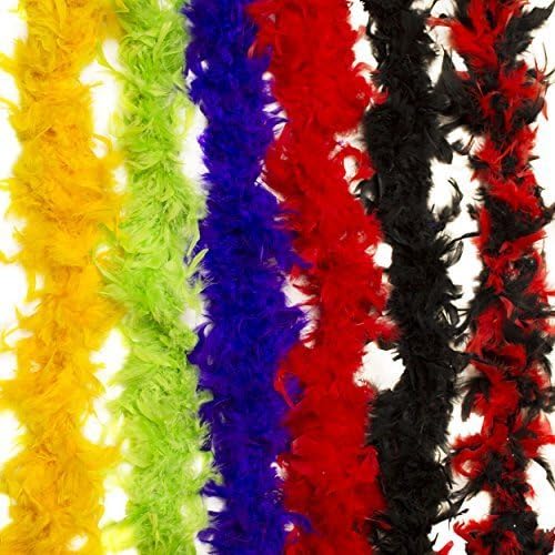 6 Pack 6 ft (60g) Coloful Feather Boas for Adults' and Kids' Costume