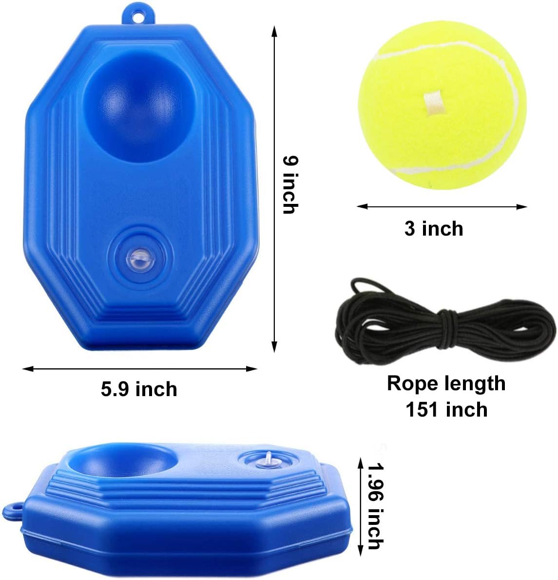 AmazeFan Tennis Trainer Practice Equipment, with 3 Resilient String Rebound Balls Great for Singles Tennis Training, Portable Tennis Training Tool Exercise for Kids Adults Beginners (Blue) : Sports & Outdoors