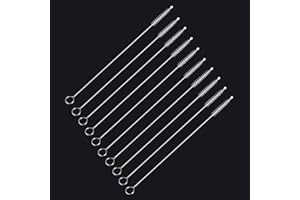 FOREVERIE Minimal Straw Cleaner Brush Flexible with Clear Nylon Bristles, 304 Stainless Steel Handle & Hanging Loop, Diameter