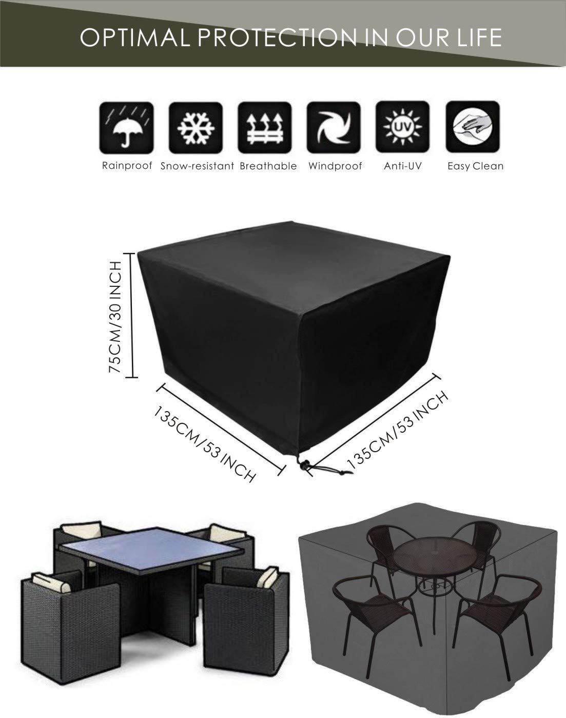 buy outdoor furniture covers on Waterproof Protective Cover For Outdoor Furniture Black Cube 53 X 53 X 30 Cdgroup Square Table Cover Garden Patio Rattan Furniture Covers Polyester Oxford Fabric Durable Cover Furniture Set Covers