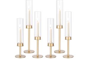 Candlestick Candle Holder Gold Hurricane: Candeldo Taper Candle Holders for Wedding Glass Table Centerpiece for Dining Tables Set of 3 Tall Christmas Candles Stand