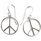Kathy Bankston Handmade Peace Sign Dangle Earrings in Sterling Silver