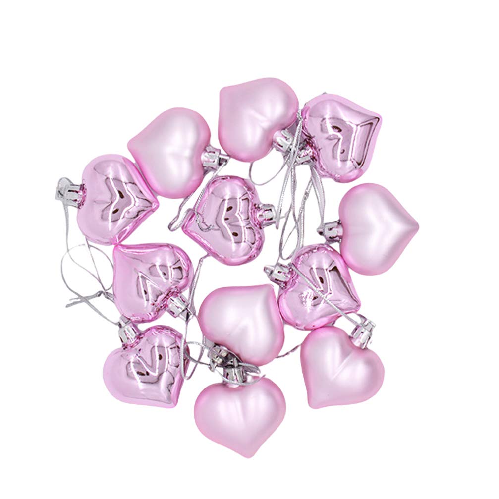 Holibanna 24pcs Valentines Day Decor for Hotel Hear Shaped Christmas Balls Valentines Tree Decorations Heart Baubles Christmas Tree Ornaments Hanging Balls Heart-shaped Charm