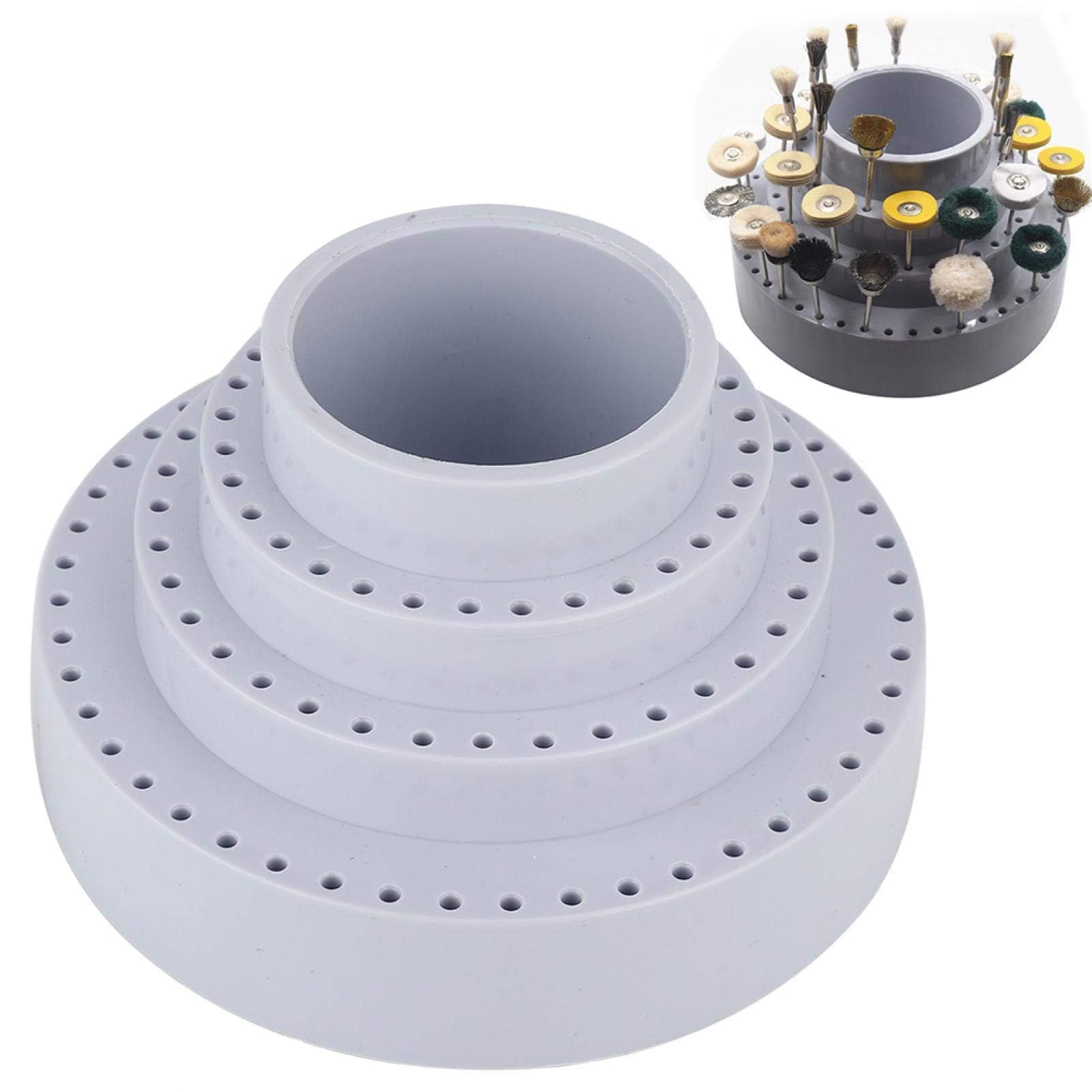 16.8cm/6.6in Round Bottom Hole Drill Bit Storage Case, 10.5cm/4.1in Height Rotating Round Shape Drill Bit Storage Case, Grinding Tool Tip Stand Organizer Container Drill Storage Box