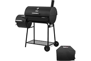 Royal Gourmet CC1830FC Charcoal Grill Offset Smoker (Grill + Cover), Black